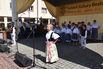 Piąty dzień Tygodnia Kultury Beskidzkiej w Wiśle - występy na małej estradzie na Pl. B. Hoffa - Zespół Mała Wisła